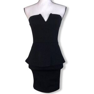 Lulu’s Strapless Black Peplum Cocktail Dress